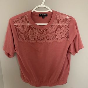 Pink crop top with lace detailing